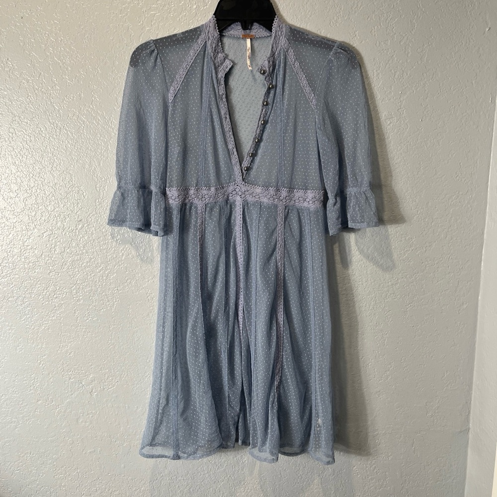 Free People Sheer Lace Light Blue, Women’s Size XS